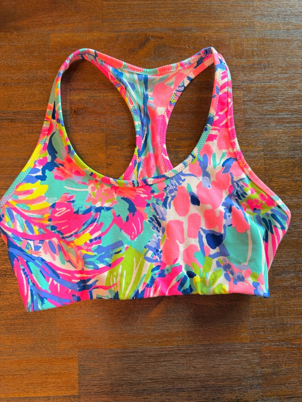 Lilly Pulitzer Neon Floral Racerback sports bra Top - Pink, Blue, Green, Yellow